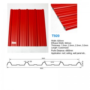 T920 Червен APVC UPVC покривен лист Гофриран антикорозионен пластмасов покривен лист