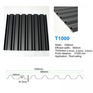 T1000 Черен висок връх ASA PVC UPVC покривна плочка Добър водоустойчив покривен лист
